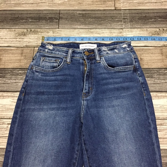 Flying Monkey Moon Legend Mom Jeans Women’s 25 (Inseam 29) Distressed Stretch - Picture 4 of 11